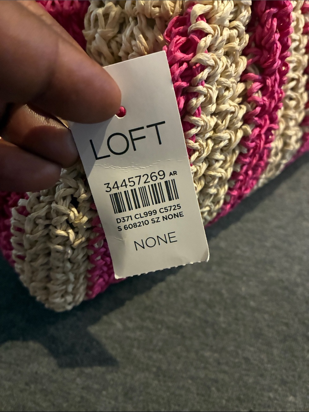 LOFT Pink and Cream Striped Woven Shoulder Bag - Picture 2 of 7